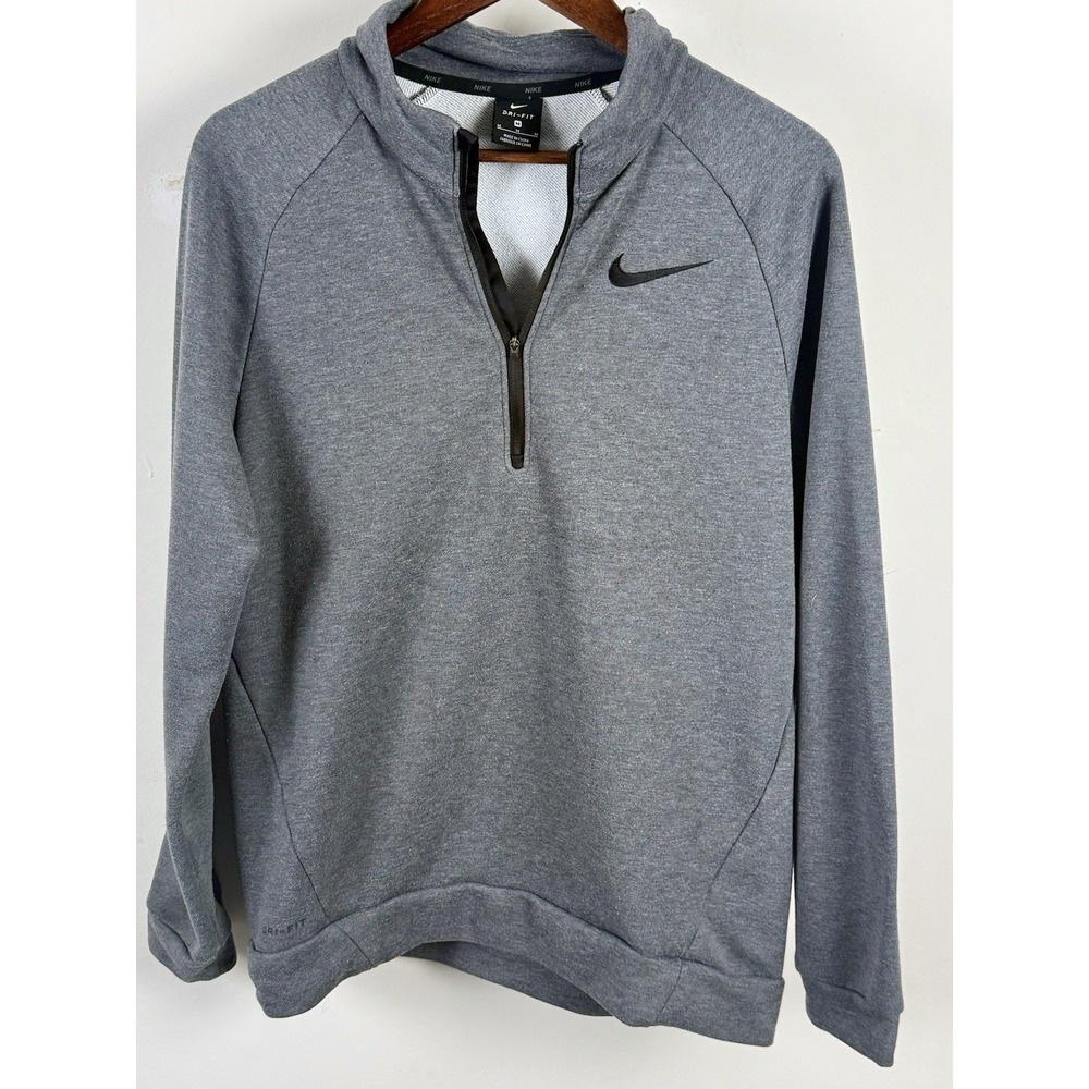 Nike Pullover Mens Medium‎ Gray Quarter Zip Athletic Training Dri-Fit Sweater